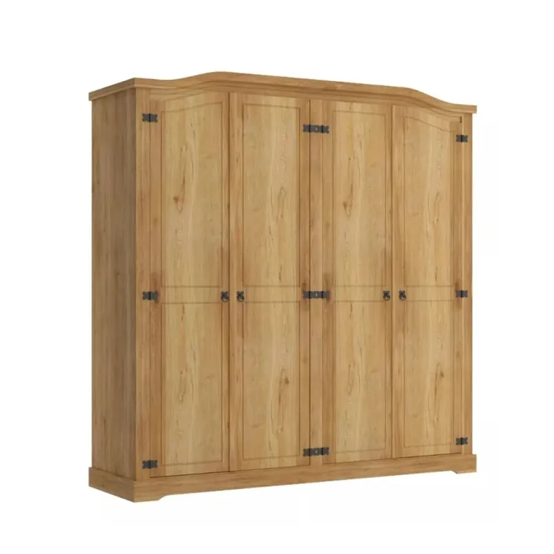 Ropero Curvo 4 Puertas Madera Maciza Línea Monterrey - Natural en Madera natural - Roperos y placares, Uruguay | Ecowood