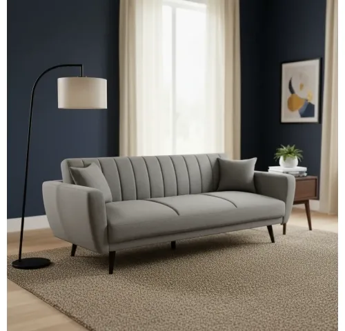 Sofá 3 cuerpos Gris de lino + 2 almohadones - Sillones y sofás, Uruguay | Que Sal Muebleria