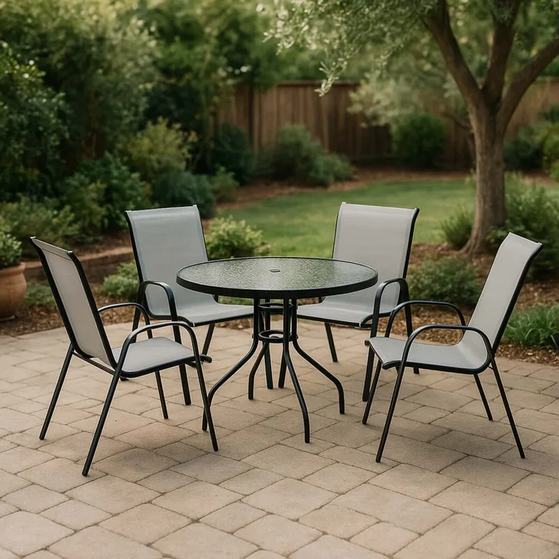 Set De Jardin Acero-y-textilina Gris Minori en Gris - Muebles para el exterior, Uruguay | Divino