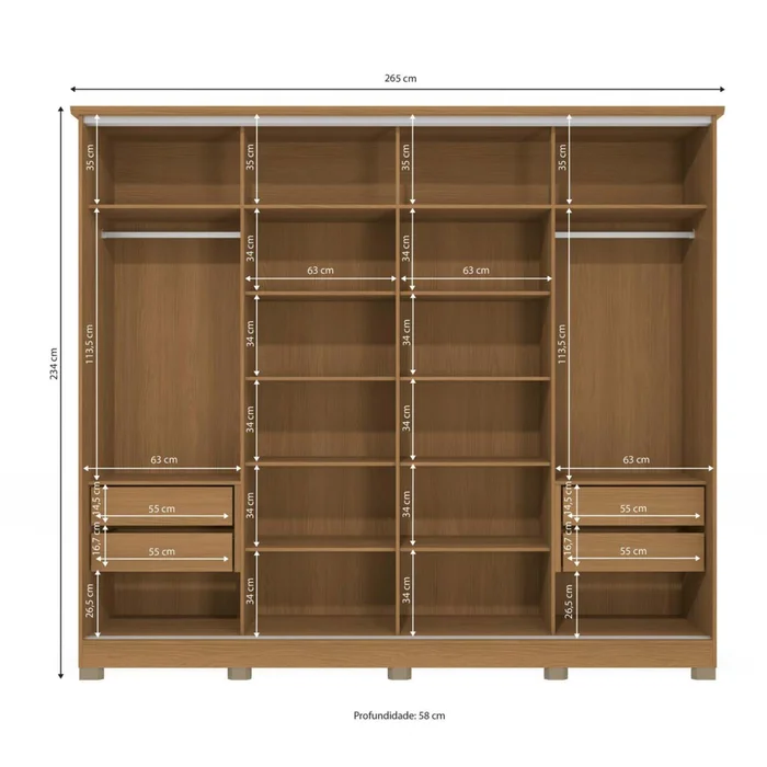 Placard 4 Puertas Mdp Natural-beige Heritage en Madera natural - Roperos y placares, Uruguay | Divino, vista 4