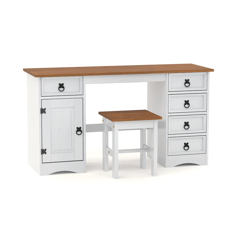Escritorio 5C 1P Línea Naturale - Blanco/Roble en Multicolor - Escritorios y sillas de escritorio, Uruguay | La Cueva Muebles, vista 3