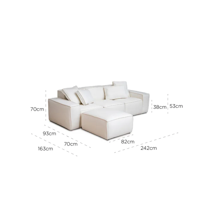 Sofá Arizona Ottoman - 3 cuerpos - Beige en Blanco - Sillones y sofás, Uruguay | Walnut, vista 5