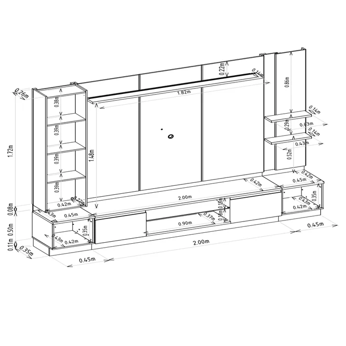Conjunto Modular - Magnum 290CM - Cristalero con Led en Madera natural - Muebles para TV, Uruguay | Balton, vista 10