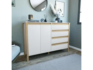 Comoda Combinado Madera 2P, 4C Blanco/Miel - Cómodas, Uruguay | Quesal, vista 4
