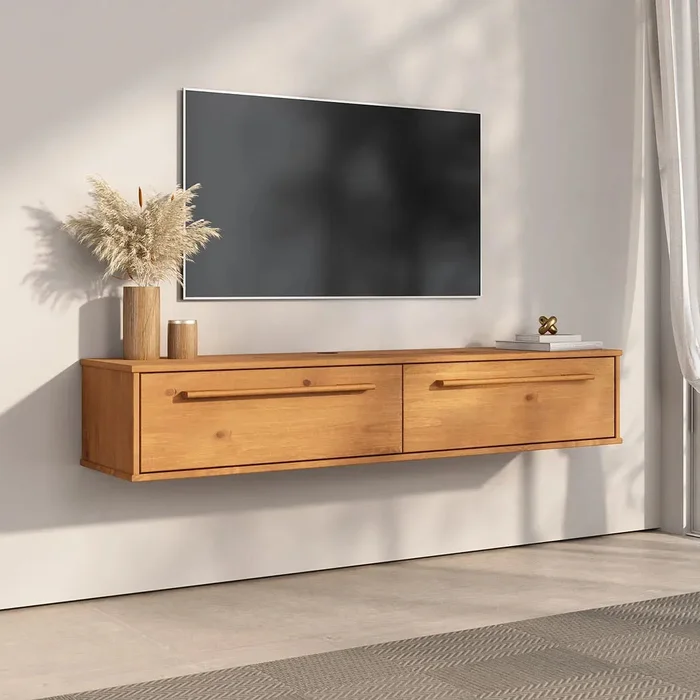 Rack TV 145cm Suspendido/Flotante Trega - Madera Maciza en Madera natural - Muebles para TV, Uruguay | Balton, vista 3