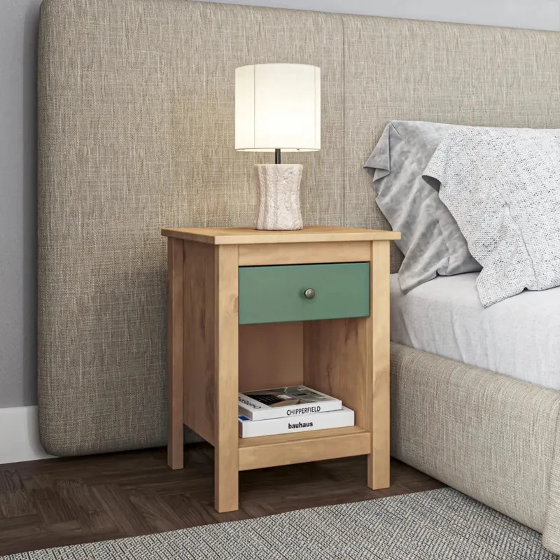 Mesa de Luz 1 Cajón 1 Nicho - Línea Maden - Verde - Mesas de luz, Uruguay | Ecowood