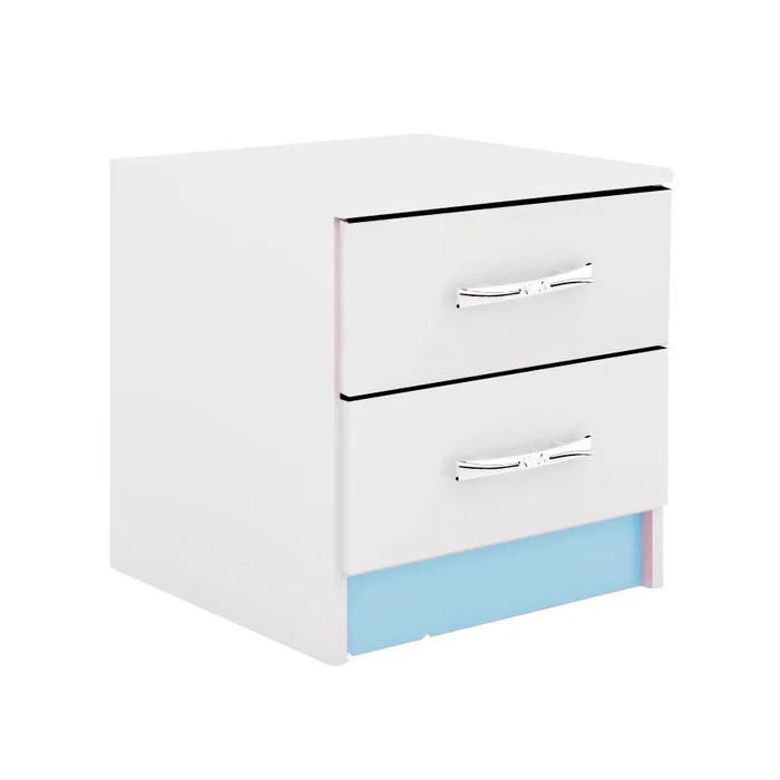 Mesa De Luz Infantil De 2 Cajones Para Dormitorio If02c en Blanco/azul - Mesas de luz, Uruguay | Muebles Express