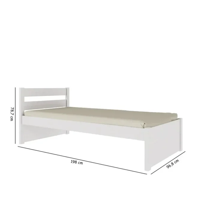 Cama 1 plaza - Nois - Madera Maciza - Blanco en Blanco - Dormitorio, Uruguay | Ecowood, vista 3