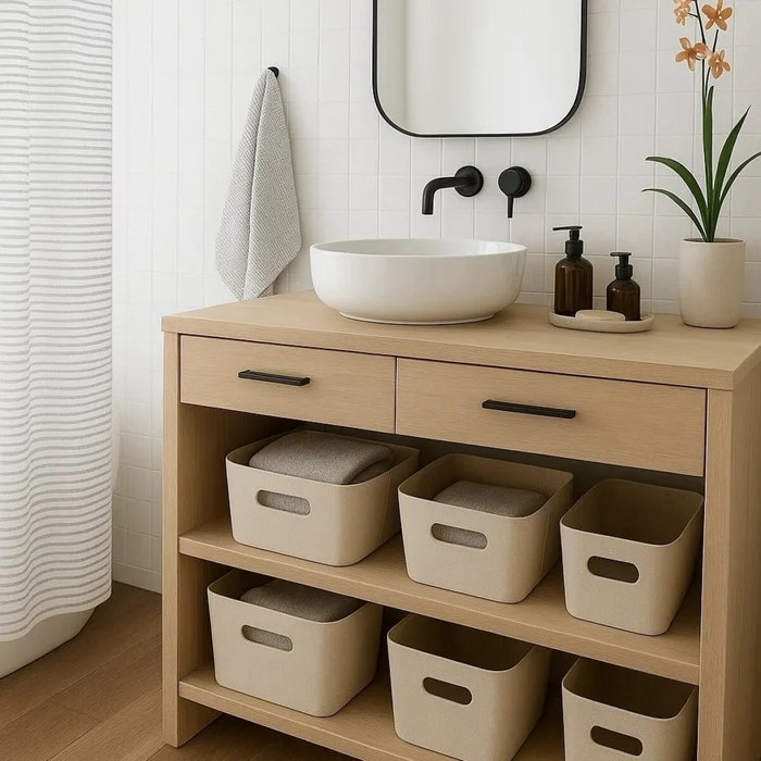 ORGANIZADOR CON ASAS 26.2X37.5X11CM EXT TELA CREMA en Beige - Canastos, Uruguay | Decohogar, vista 2
