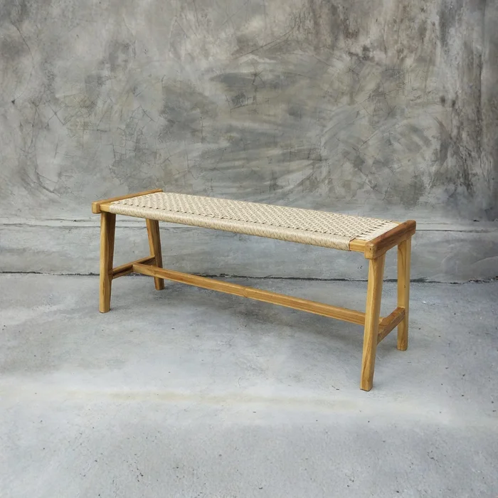 Banco de Teca y Telar Lapa | Casakos en Madera natural - Butacas, banquetas y puffs, Uruguay | Casakos, vista 4