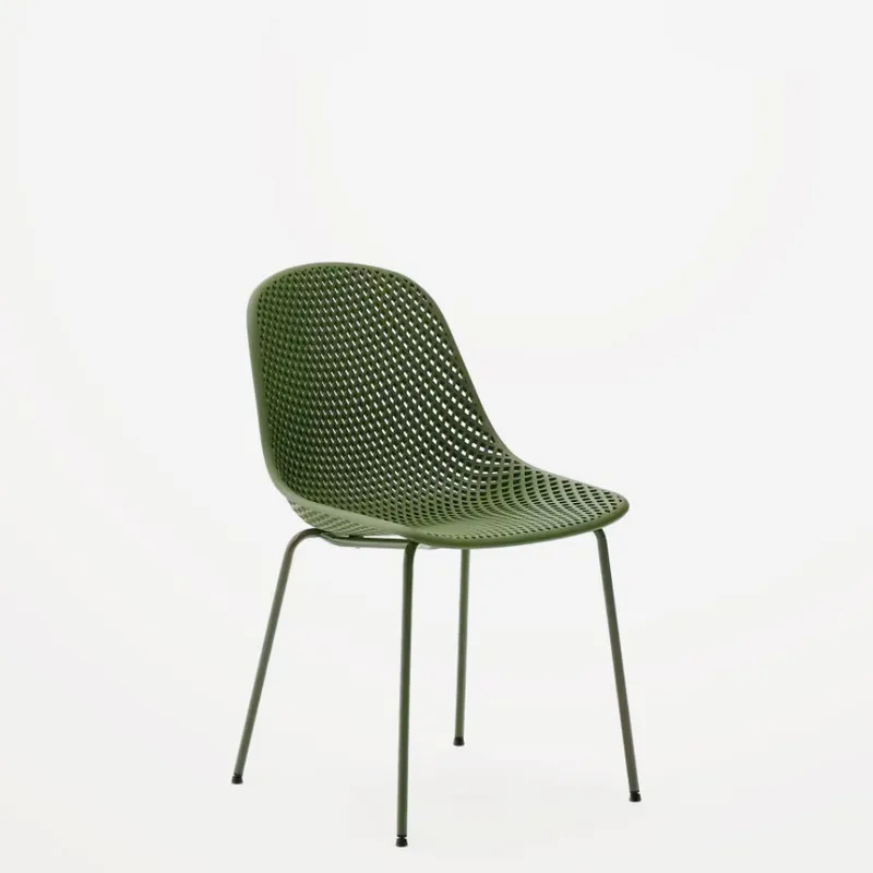 Silla de exterior Quinby con patas de acero verde en Verde - Sillas, Uruguay | Kavehome