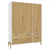 Ropero Armario de 3 Puertas, Perchero y 4 Cajones en MDP - Madera - Línea Melilla - Blanco en Blanco - Roperos y placares, Uruguay | Mulata, vista 4 de 9