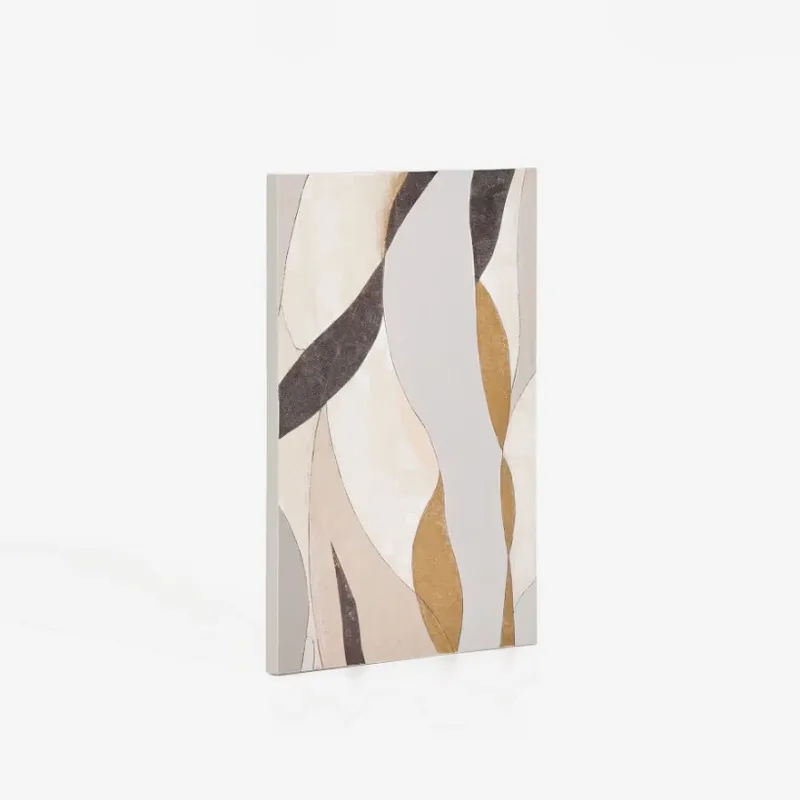 Lienzo abstracto Marvilo gris y mostaza 60 x 90 cm en Multicolor - Decoración de pared, Uruguay | Kavehome
