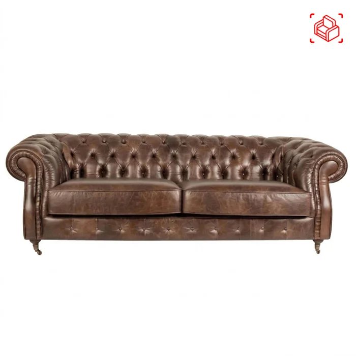 Sofa 3 Cuerpos Cuero-100-natural Marron New Chesterfield Choc. en Marrón - Sillones y sofás, Uruguay | Divino, vista 6