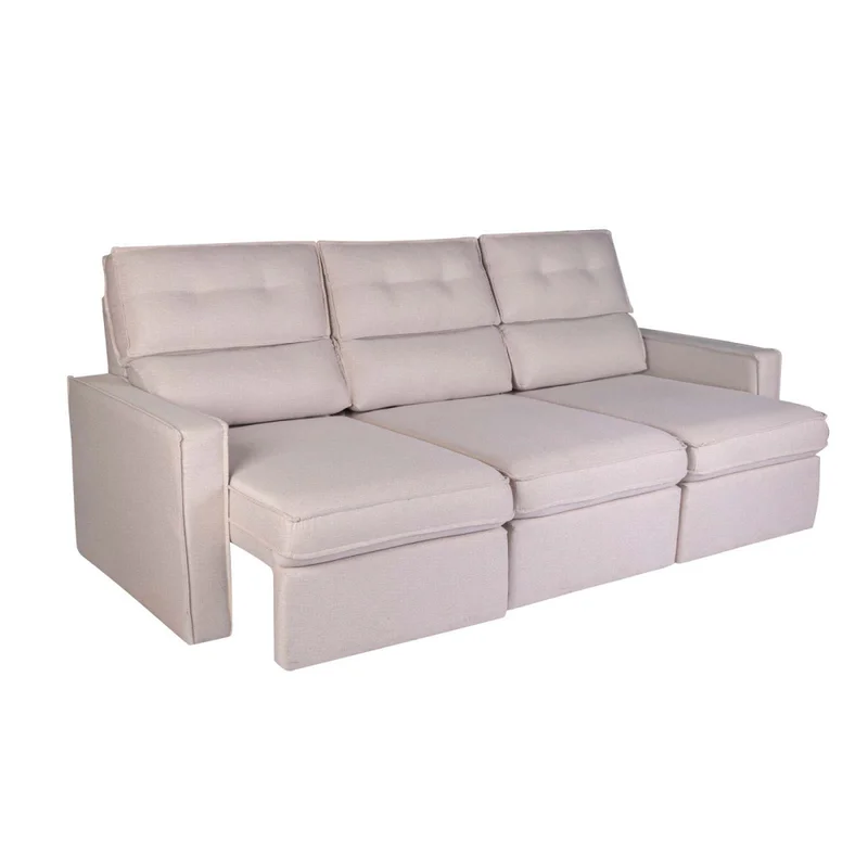 Sofa Retractil 3 Cuerpos Tela Natural-beige Ambar Beige en Beige - Sillones y sofás, Uruguay | Divino, vista 3