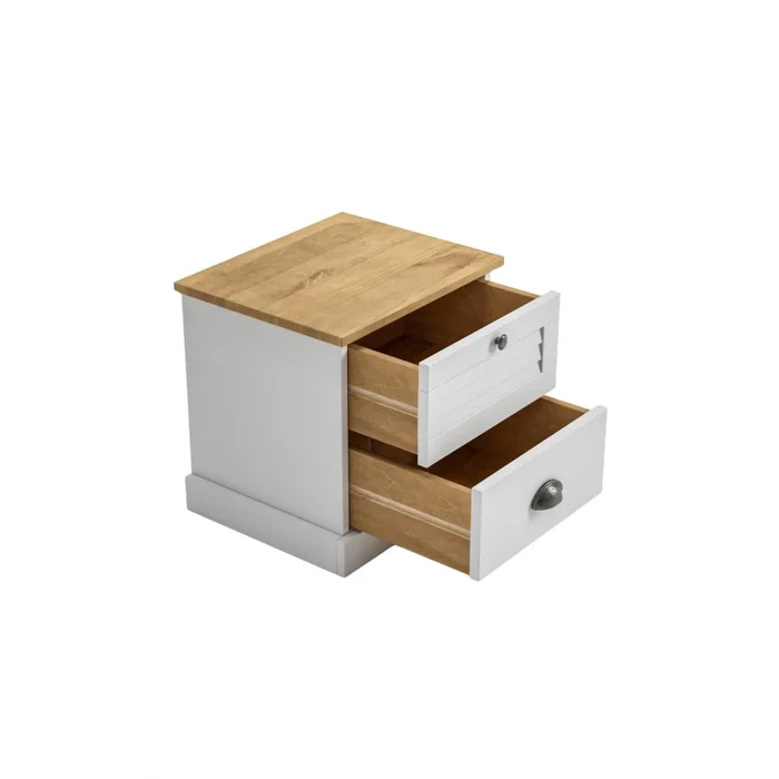 Mesa de Luz - 2 Cajones - Línea Oslo - Blanco en Blanco - Mesas de luz, Uruguay | Ecowood, vista 3