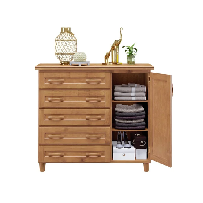 Comoda Zapatera 5 Cajones 1 Puerta 100% Madera en Madera natural - Cómodas, Uruguay | Soy Hogar, vista 2
