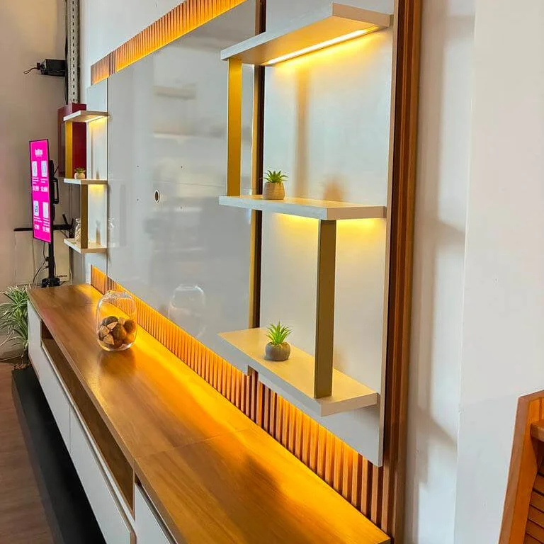 Rack con Panel Modular Sao Paulo Completo con Led MDF/MDP en Tauari - Muebles para TV, Uruguay | Balton, vista 4