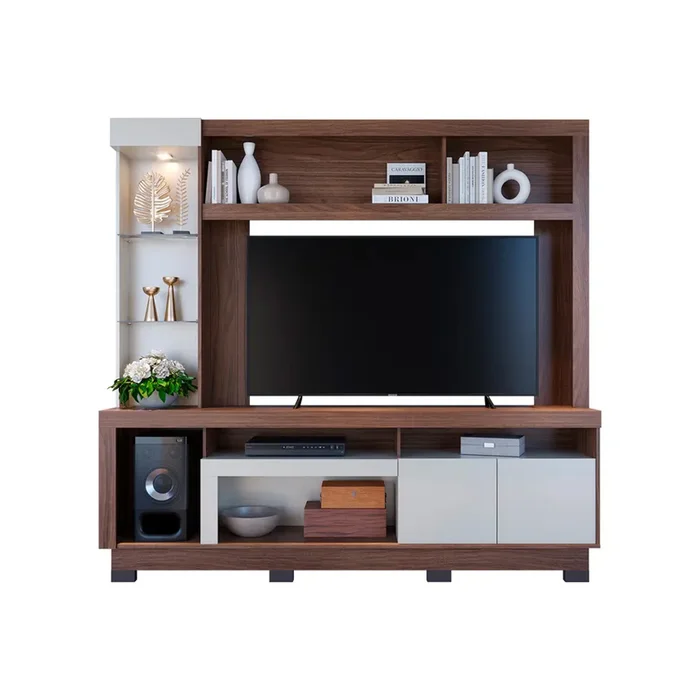 Modular Para Tv Varios Estantes 2 Puertas Luz Led en Marrón - Muebles para TV, Uruguay | Soy Hogar, vista 5