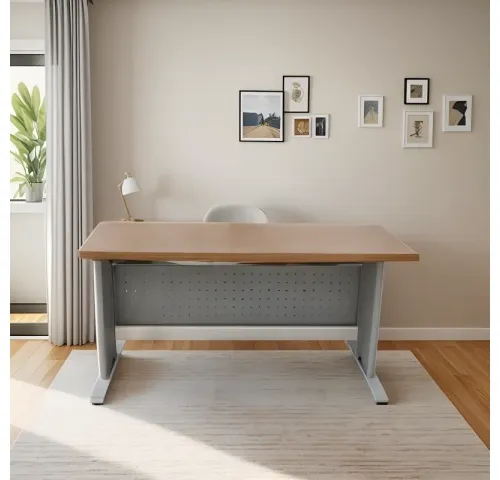 Escritorio de Trabajo Metal y MDF con Pasacables – Resistencia y Diseño para tu Oficina - Escritorios y sillas de escritorio, Uruguay | Que Sal Muebleria
