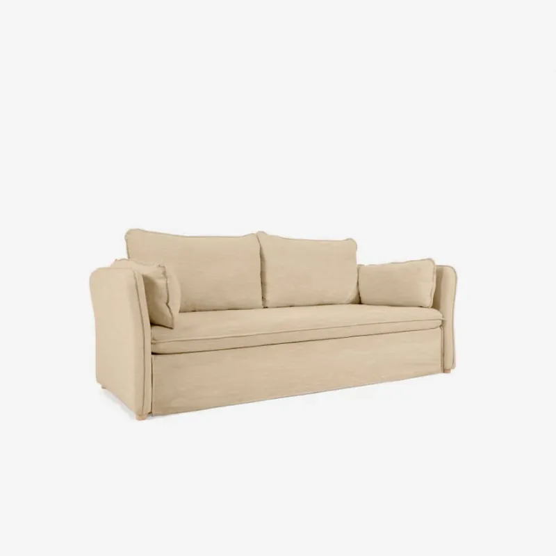 Sofá cama Tanit - beige y patas de madera maciza de haya con acabado natural 210 cm en Beige - Sillones y sofás, Uruguay | Kavehome