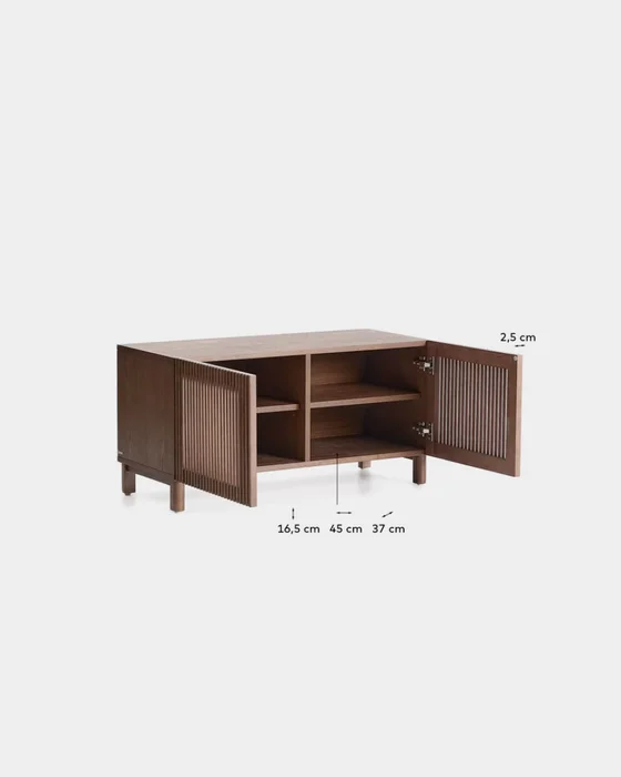 Zapatero Beyla 2 puertas de chapa y madera maciza de fresno con acabado tono nogal 98,5 cm en Marrón - Butacas, banquetas y puffs, Uruguay | Kavehome, vista 6