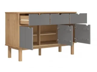 Aparador 3P y 3C Mel/Gris Linea Nordica en Madera Maciza en Madera natural - Aparadores y recibidores, Uruguay | Quesal, vista 5