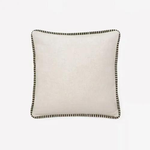 Almohadón Ardit de lino y algodón beige con raya bordada a contraste - verde 45 x 45 cm en Beige - Textiles, Uruguay | Kavehome