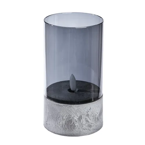 FAROL LED CILINDRICO DE VIDRIO D8x13CM GRIS - Velas y Portavelas, Uruguay | Decohogar