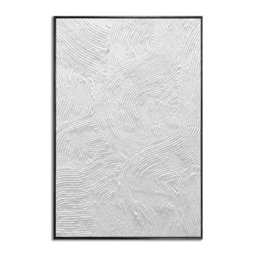 CUADRO CANVAS 60x90cm MARCO NEGRO PINTURA BLANCO 1 en Negro - Decoración de pared, Uruguay | Koz