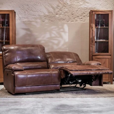 Sillón Reclinable Cuero Dobson 3 Cuerpos en Marrón - Sillones y sofás, Uruguay | Aihaus, vista 2