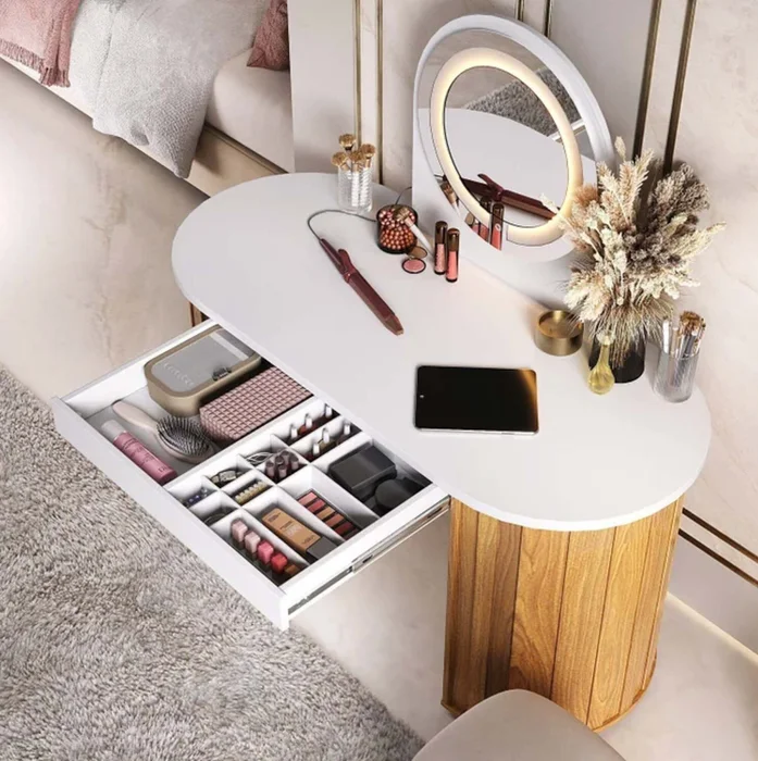 Escritorio Tocador C/luz Mdf Marron Vanity en Marrón - Escritorios y sillas de escritorio, Uruguay | Divino, vista 3