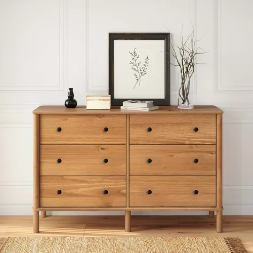 Comoda 6 Cajones Madera Natural-beige Curazao en Madera natural - Cómodas, Uruguay | Divino