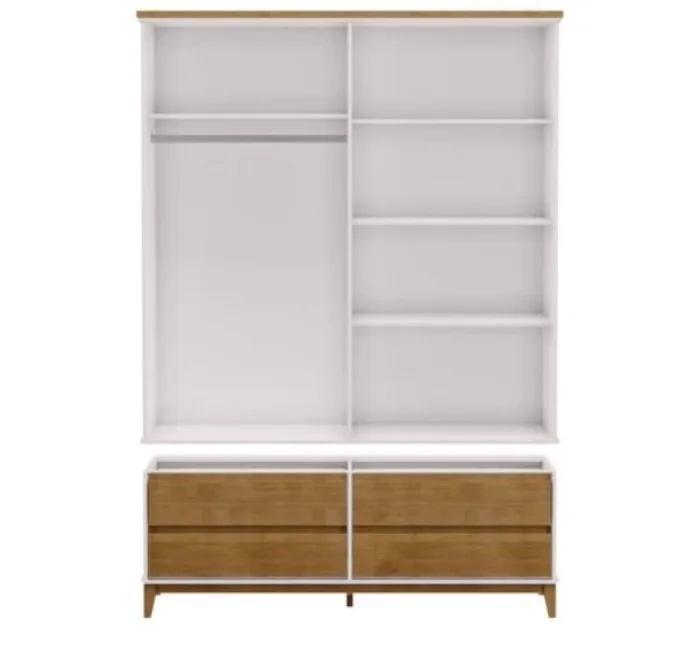 Ropero Prata 4 Puertas 4 Cajones Con Espejos Blanco2813w Mdf en Multicolor - Roperos y placares, Uruguay | Albanés, vista 2