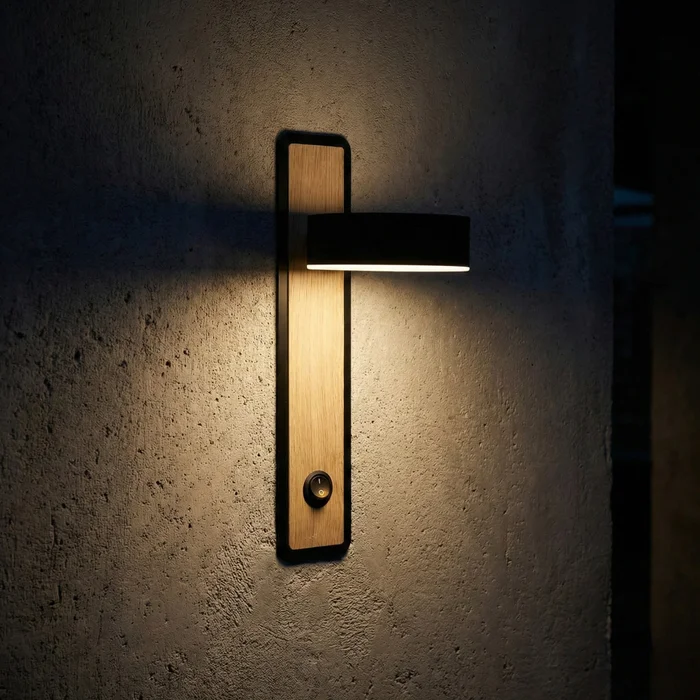 Aplique de Pared Nordic Beam en Negro y Madera Clara - Iluminación, Uruguay | La Perla, vista 2