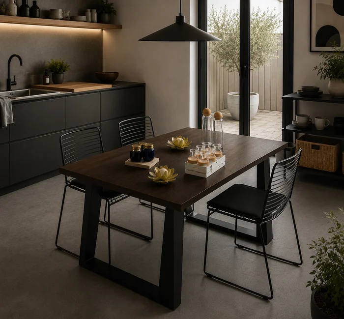 Mesa de comedor madera y hierro MONACO en Madera natural - Mesas de living, Uruguay | Simple Deco