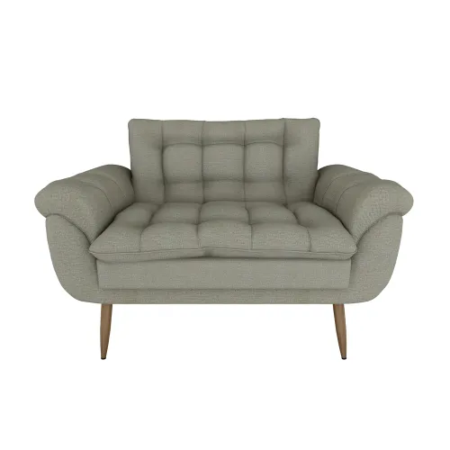 Sofa 2 Cuerpos Capitoneado Tapizado Tela Patas De Madera - Sillones y sofás, Uruguay | Soy Hogar