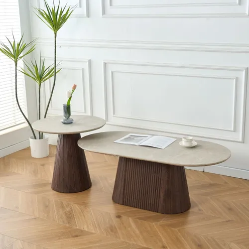 MESA DE CENTRO JOEY SET Beige SET x 2 en Beige - Mesas de comedor, Uruguay | Viasono
