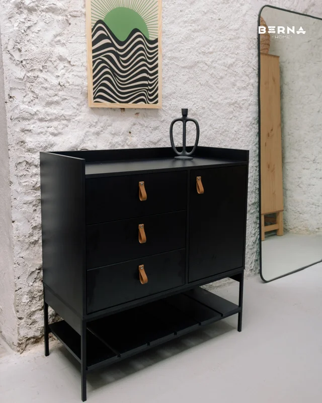Comoda Multifuncional - Negra en Madera natural - Cómodas, Uruguay | Berna home, vista 3