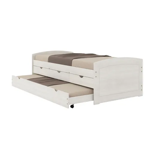 Cama Marinera 1 Plaza Madera Maciza Con Cajones - Ulli - Blanco en Blanco - Dormitorio, Uruguay | Rústico Hogar