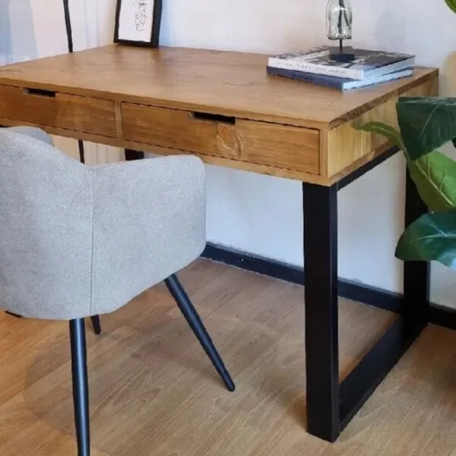 Escritorio IRON 2 Cajones 1.20m en Madera natural - Escritorios y sillas de escritorio, Uruguay | Finkel