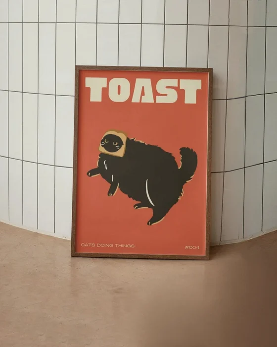 Cat - Toast en Rojo - Láminas, Uruguay | La Cuadrería, vista 3