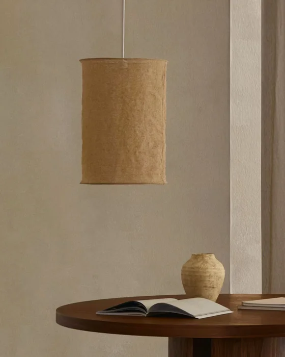 Pantalla para lámpara de techo Mariela de lino con acabado beige Ø 40 x 60 cm en Madera natural - Lámparas colgantes, Uruguay | Kavehome, vista 3