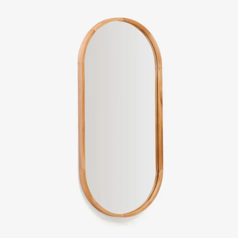 Espejo Magda de madera maciza de teca con acabado natural - Ø 45 x 95 cm en Madera natural - Espejos, Uruguay | Kavehome