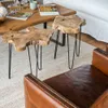 MESA AUXILIAR / MESA LATERAL - RODAJA DE TEKA Y HIERRO en Madera natural - Mesas de luz, Uruguay | La Iberica, vista 4 de 12