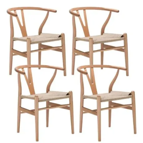 Promo 4 Sillas Wishbone en Madera natural - Sillas, Uruguay | La Cueva Muebles