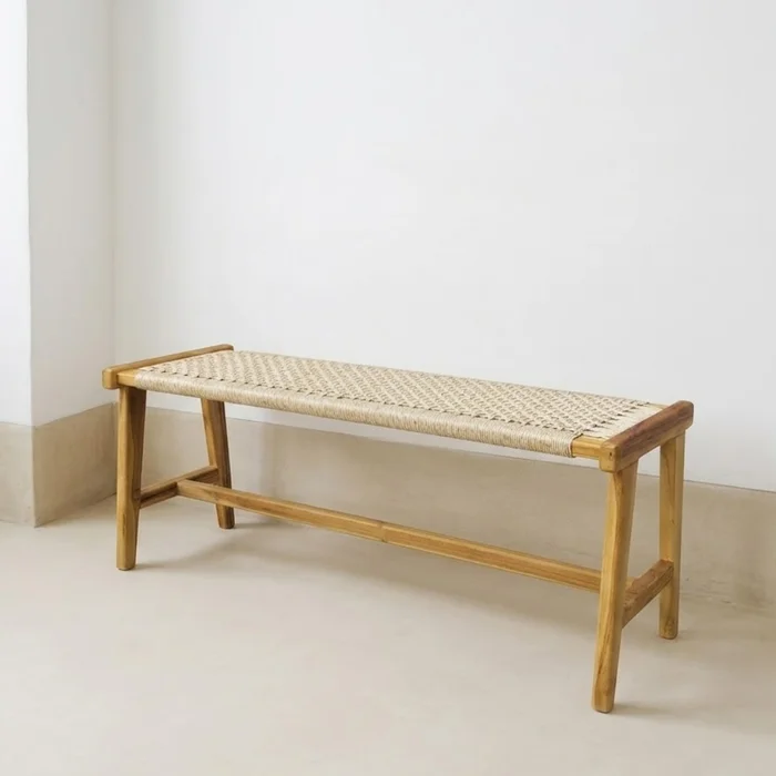 Banco de Teca y Telar Lapa | Casakos en Madera natural - Butacas, banquetas y puffs, Uruguay | Casakos