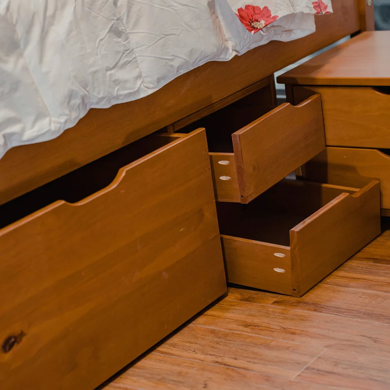 Cama Madera Maciza Con Cajones - Queen - Natural en Marrón - Dormitorio, Uruguay | Ecowood, vista 6