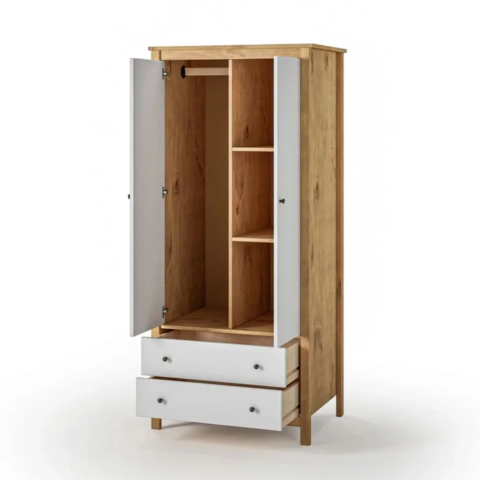 Ropero 2 Puertas 2 Cajones - Línea Maden - Blanco en Blanco - Roperos y placares, Uruguay | Ecowood, vista 3