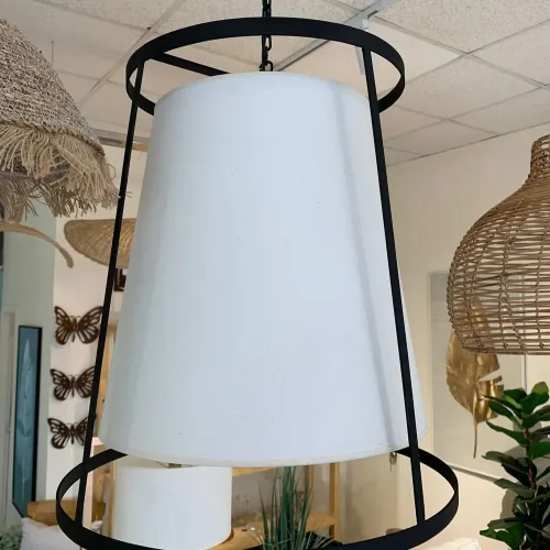 Luminaria colgante de hierro con pantalla en Negro - Lámparas colgantes, Uruguay | FMB